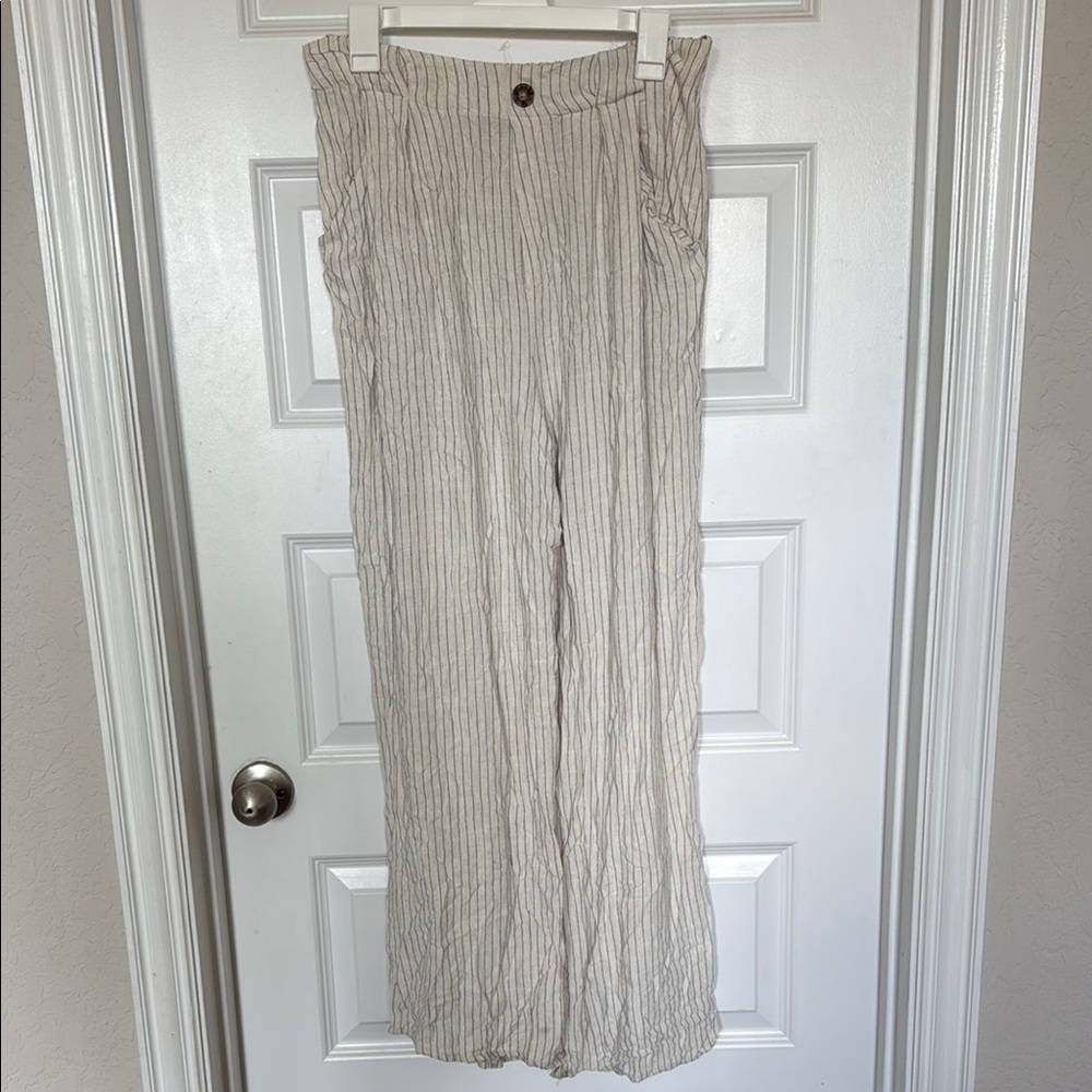 New Sienna sky Linen blend wide leg pants Sz Large